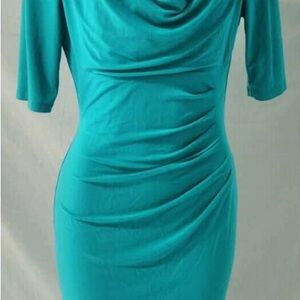 Ralph Lauren Blue Midi Dress with Cowl Neck and Dolman Sleeves